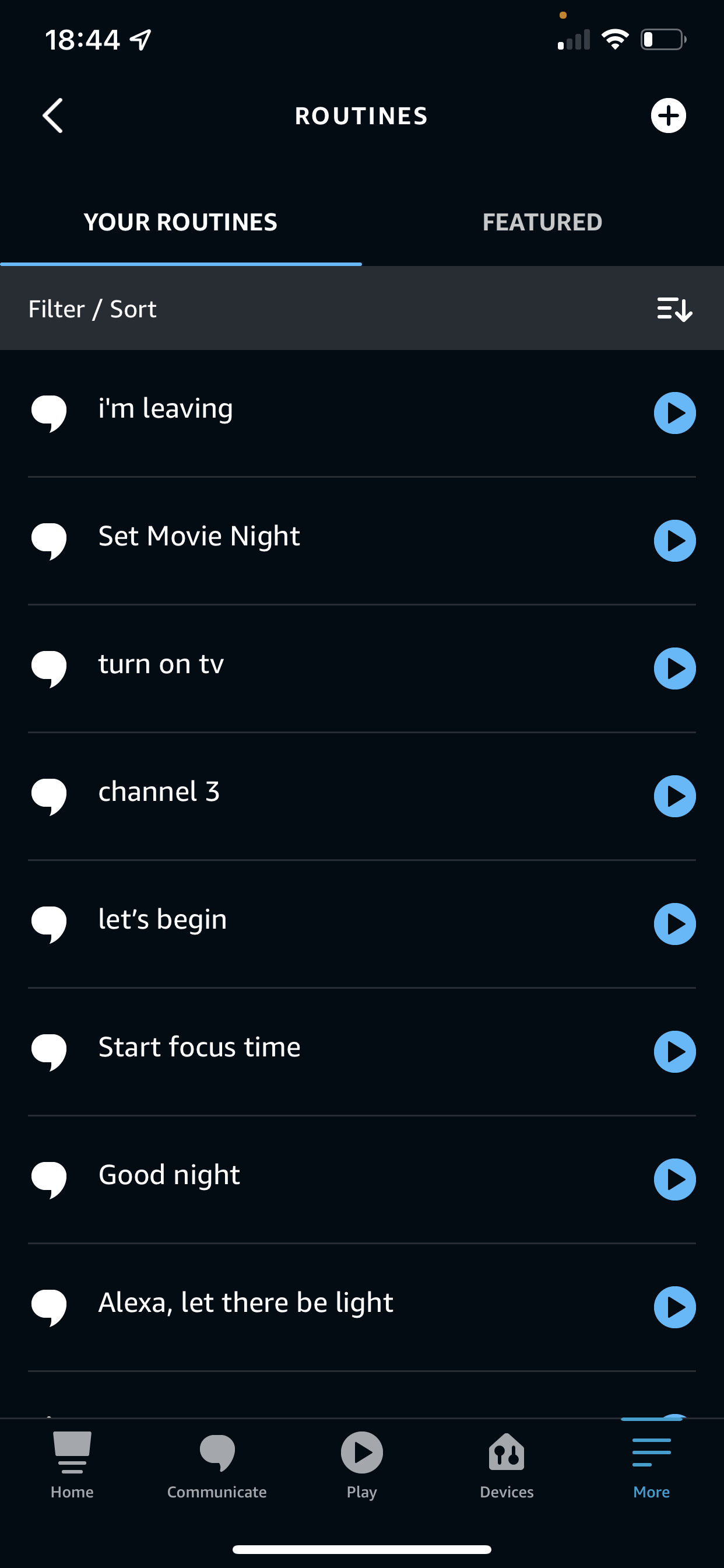 เพิ่ม Routine โดยการกดปุ่ม + มุมขวาบน